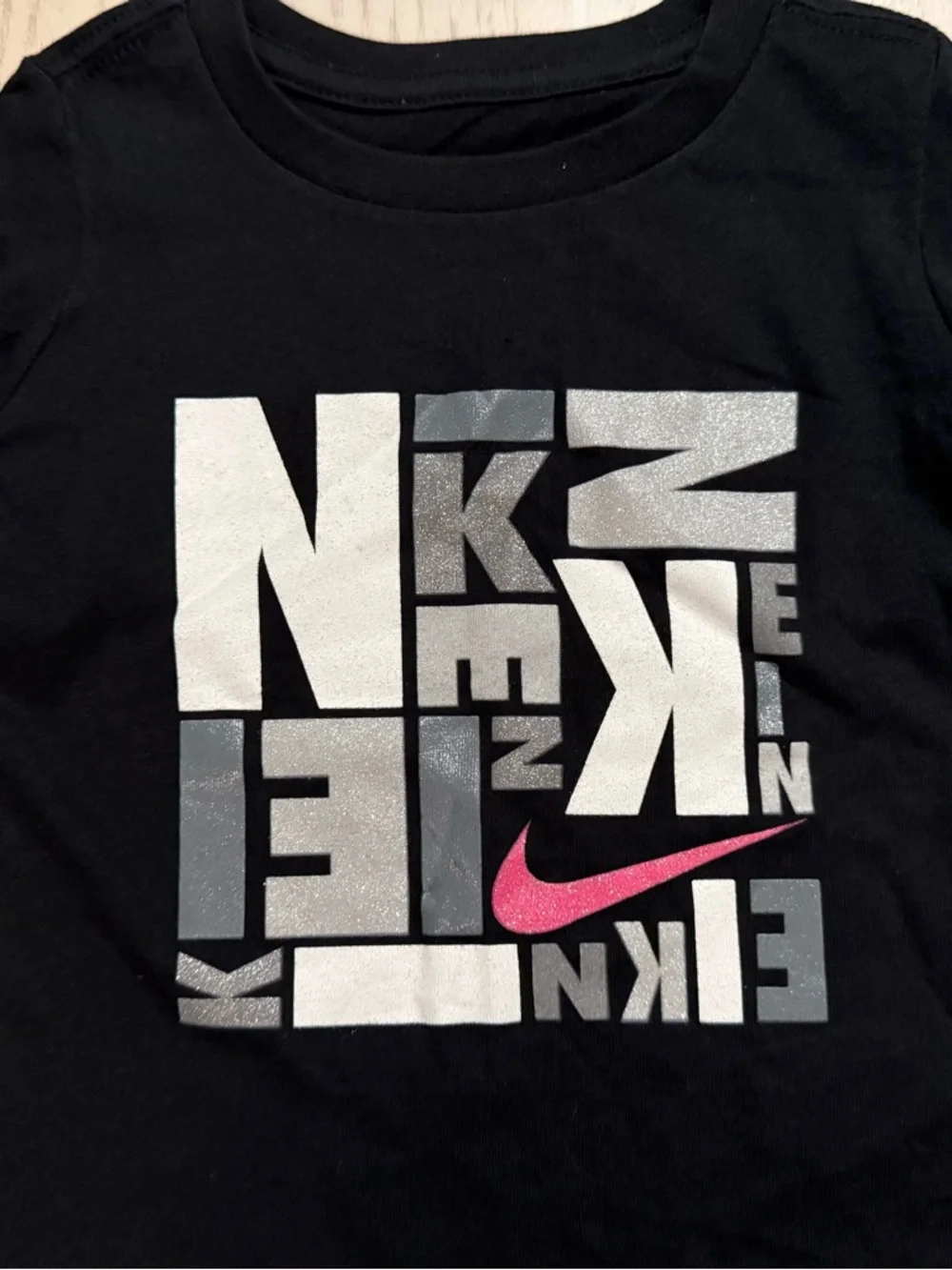 Nike Toddler‎ Girls Size 2T Black Logo Tee Shirt Graphic Pink Swoosh NWT